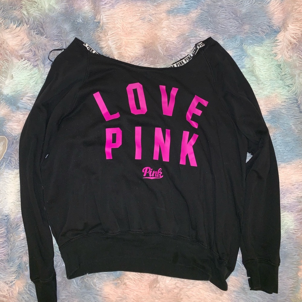 Pink off the shoulder sweater long sleeve